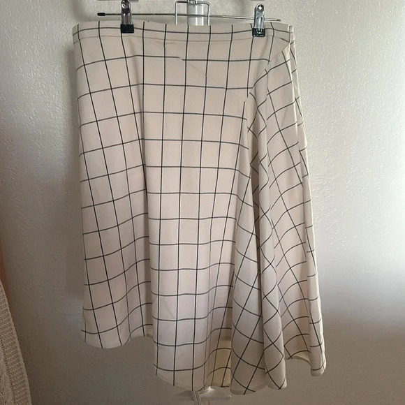 Joie "Othelia Asymmetrical Grid Print Midi Skirt (NWT) - Picture 2 of 6